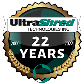 UltraShred 22-Year Anniversary Seal with 2022 logo UltraShred 22-Year Anniversary Seal with 2022 logo