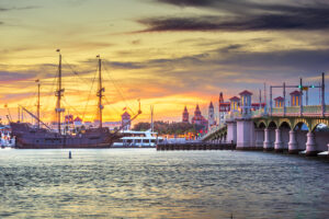 St. Augustine, Florida, USA at dusk.